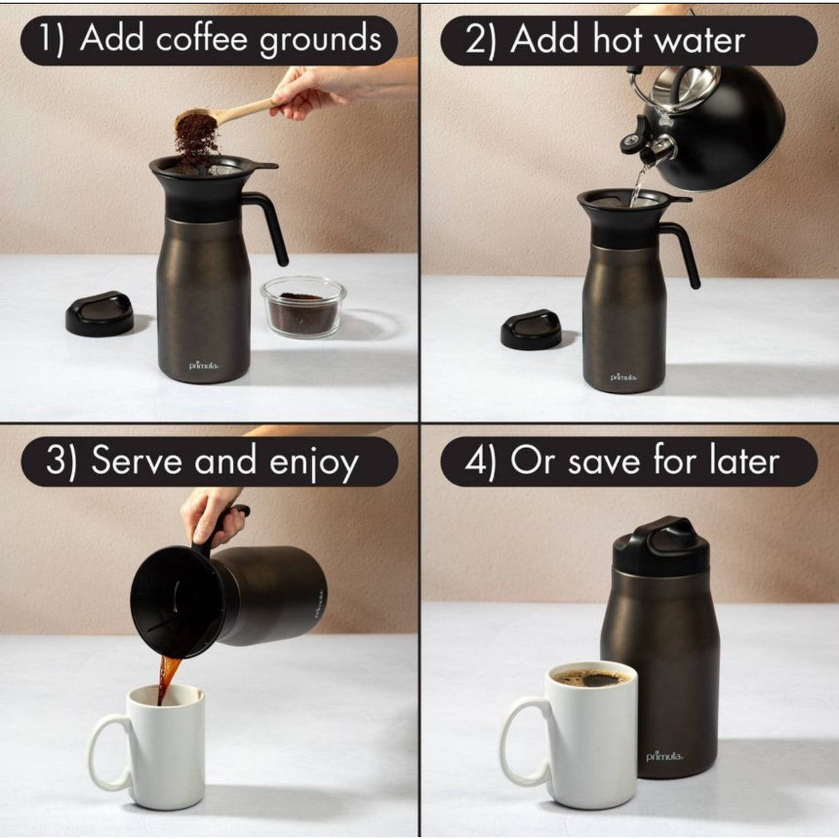 Primula Stainless Steel
Insulated Pour Over Coffee
Maker with Filter - 48 oz
