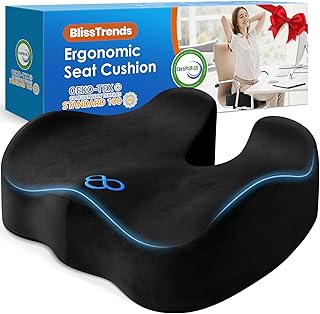 BlissTrends Seat Cushion with Velvet Cover, Thick Memory Foam Cushions for Office Chair, Car Seat, Airplane, Relieving Pressure Tailbone Sciatica